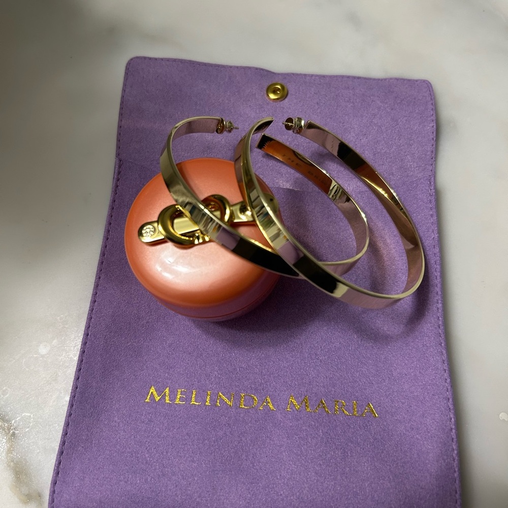 Melinda Maria Gold Atlas Hoop Earrings - Picture 2 of 5